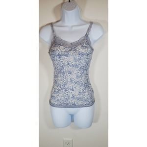 Abercrombie and Fitch Stretch Top Blouse white and blue flowers